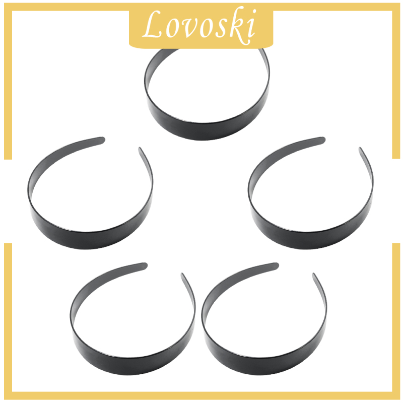 Bộ 5 Băng Đô Cài Tóc Bằng Nhựa Màu Đen Trơn Rộng 3cm DIY