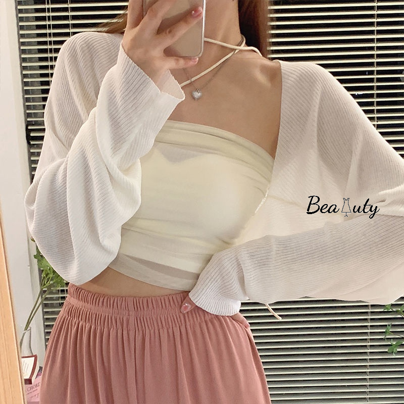 Áo khoác cardigan dệt kim MURIOKI tay dài chống nắng thời trang mùa hè cho nữ