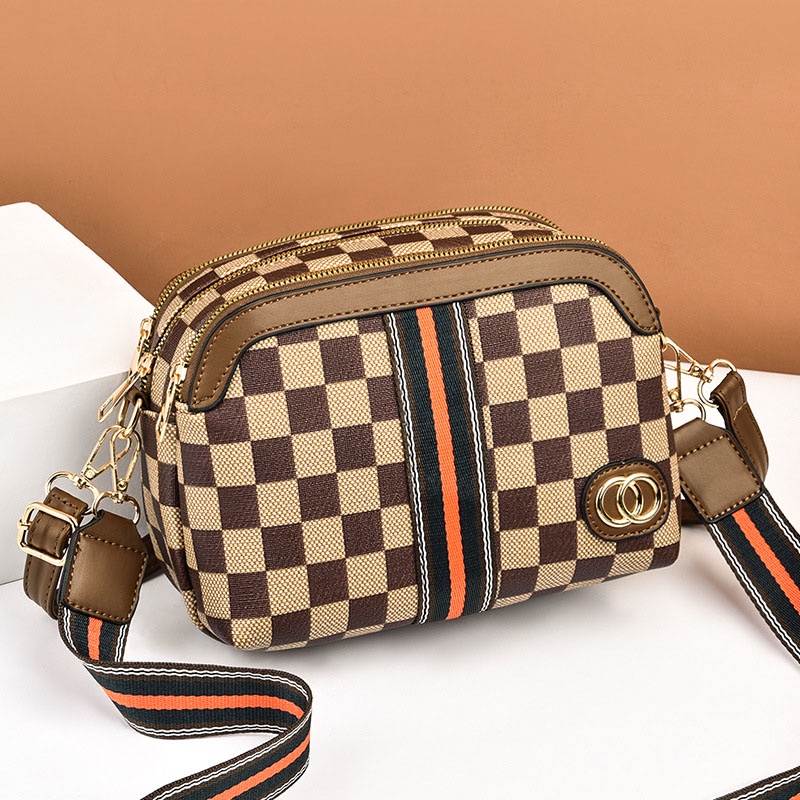 Túi Đeo Chéo Hình Vuông Cỡ Nhỏ Họa Tiết Sọc Caro Thời Trang Cho Nữ