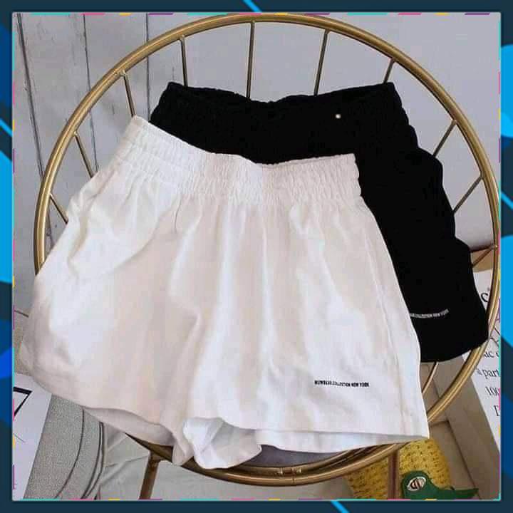Quần đùi phong cách Ulzzang thêu chữ form rộng lưng thun mát mẻ dễ phối đồ ngày hè