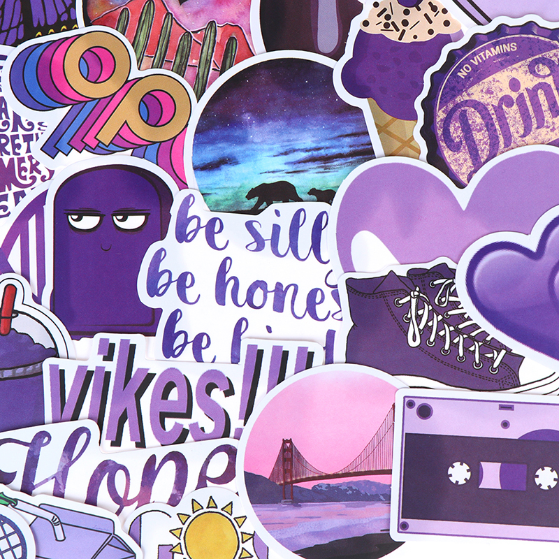 Set 50 miếng dán trang trí đa năng màu tím hoạt hình