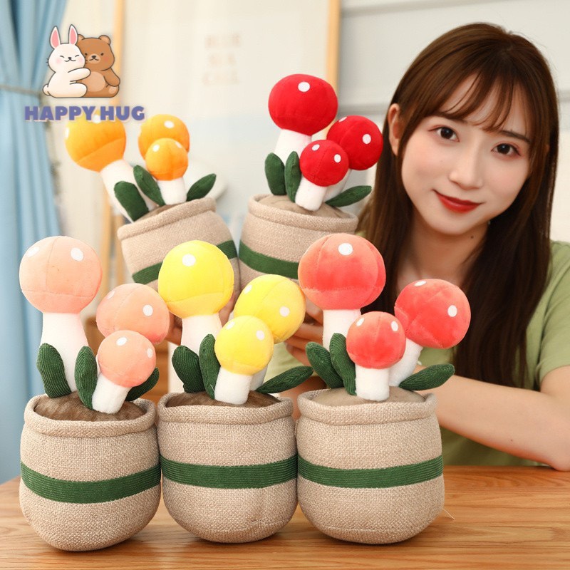 Gấu bông trang trí hình cây nấm, đồ chơi nhồi bông cho bé - Happy Hug