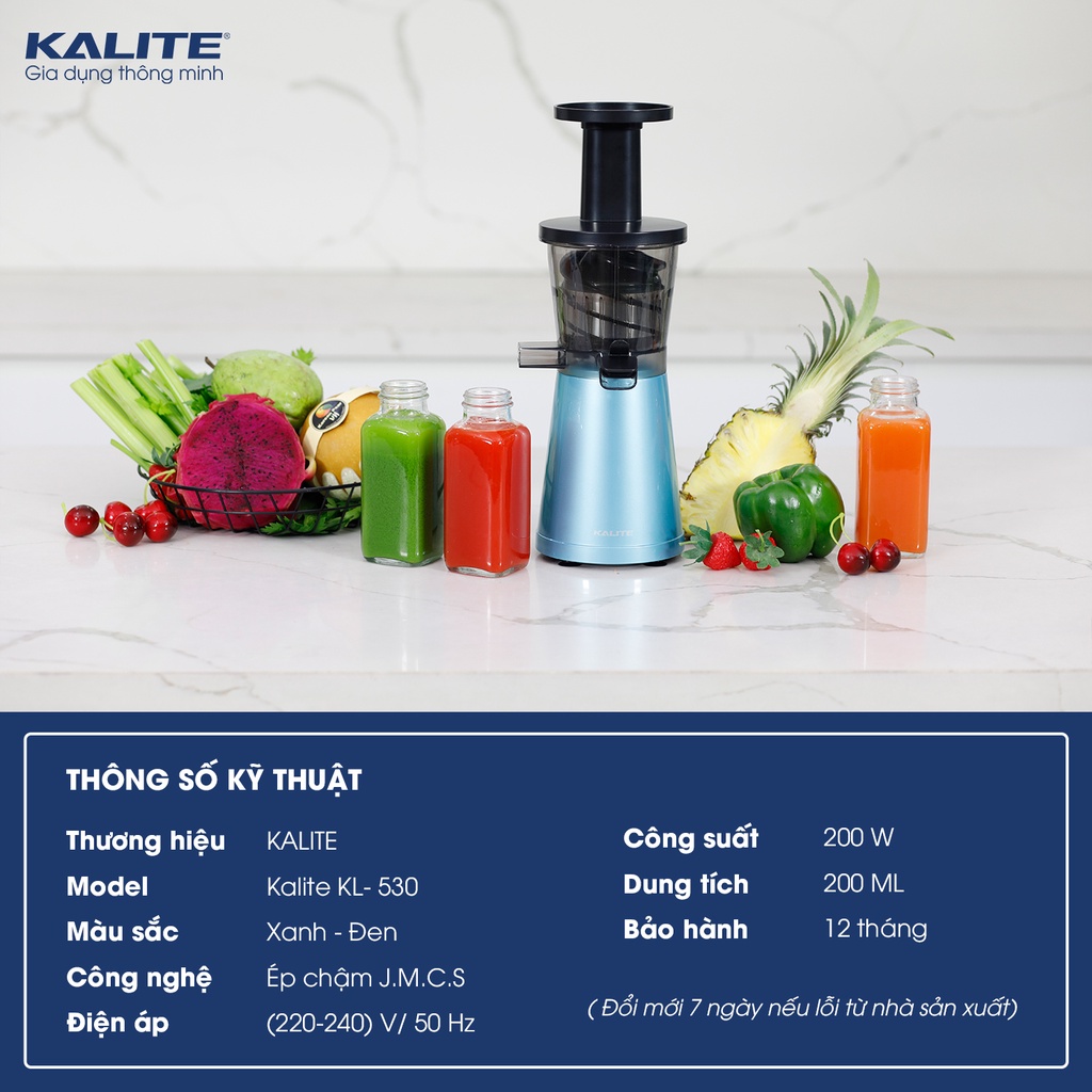 Máy ép chậm trái cây Hoa Quả Kalite KL 350 Hàng Thái Lan, Ép kiệt bã Giữ nguyên được 100% hương vị tự nhiên siêu bền