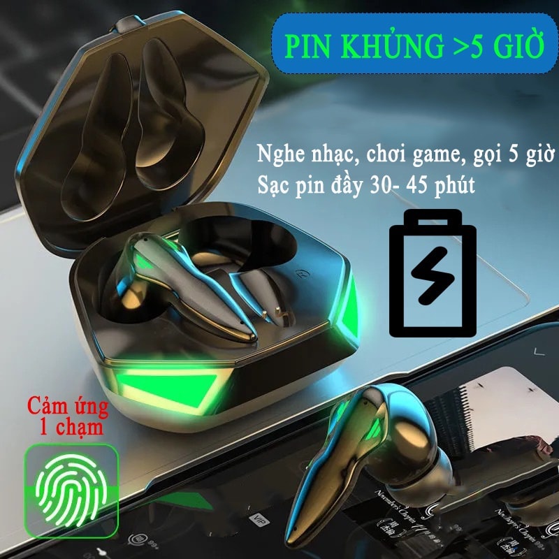 Tai nghe chơi game Bluetooth Gaming Floveme PK86  - Không dây có mic với độ trễ cực thấp - Pin Cực Trâu