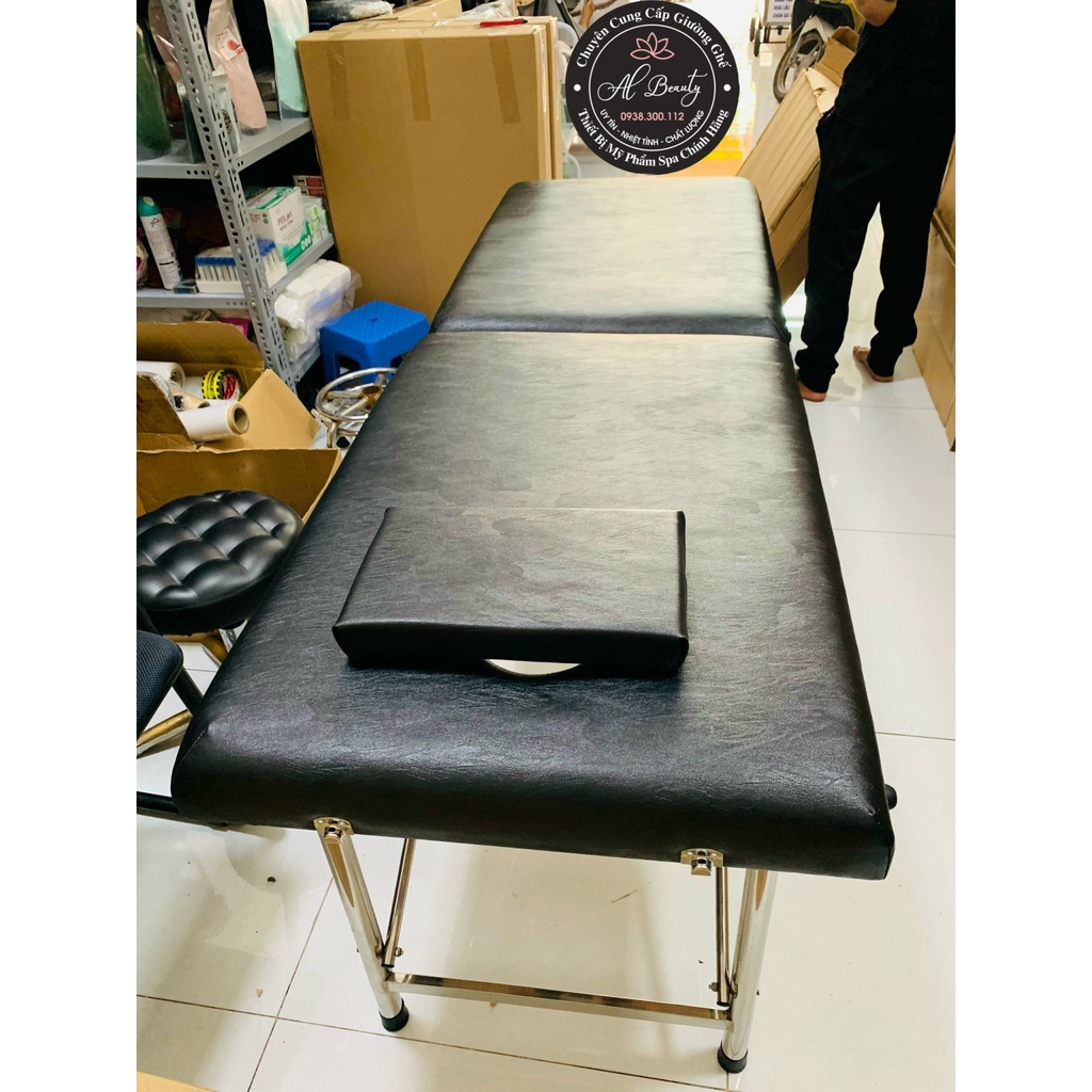 (HÀNG NHẬP) GIƯỜNG XẾP VALI CHÂN INOX KÈM GỐI PHUN XĂM, SPA, NỐI MI