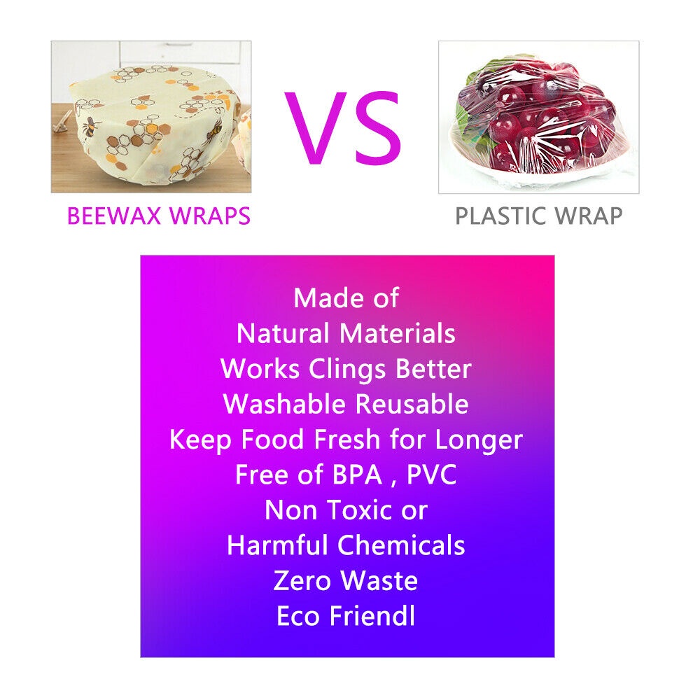 [huite]Natural Beeswax Reusable Food Wraps Eco Living No More Plastic Bee Wax Cloth