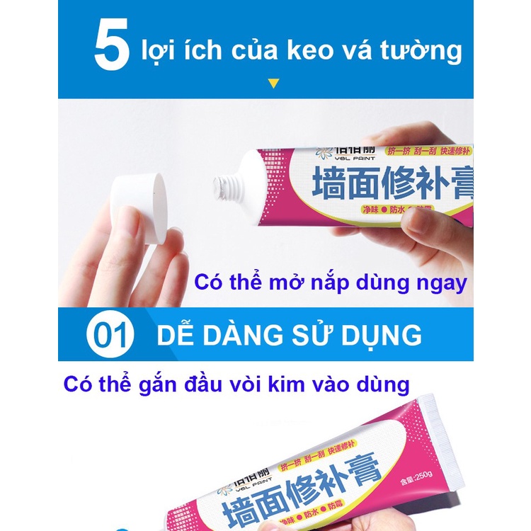 Keo vá tường thông minh ❎ 𝑻𝑨̣̆𝑵𝑮 𝑲𝑬̀𝑴 𝑮𝑨̣𝑻 + 𝑽𝑶̀𝑰❎ keo trét tường nhanh chóng, tiện lợi, dễ sử dụng,Keo Vá Tường