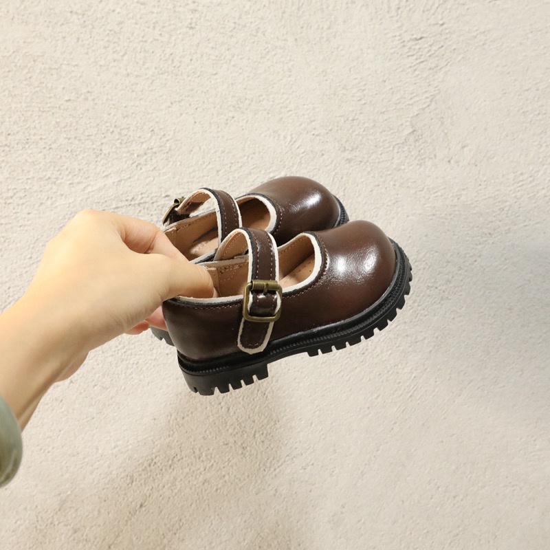￼￼Giày Bé Gái - Giày búp bê da mềm phong cách Vintage Hàn Quốc có quai dán A404 (có ảnh thật)