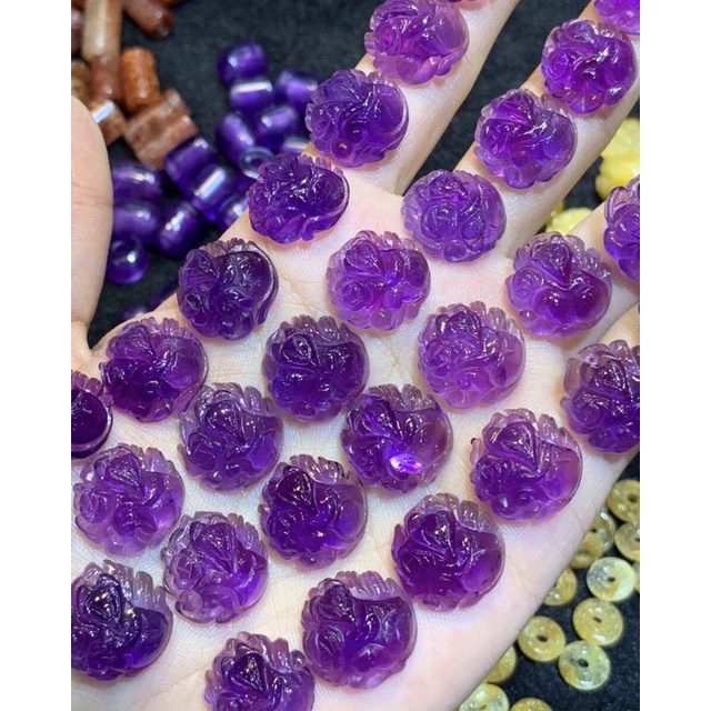 Mặt dây chuyền Hồ Ly ôm hoa dáng tròn các loại đá phong thủy