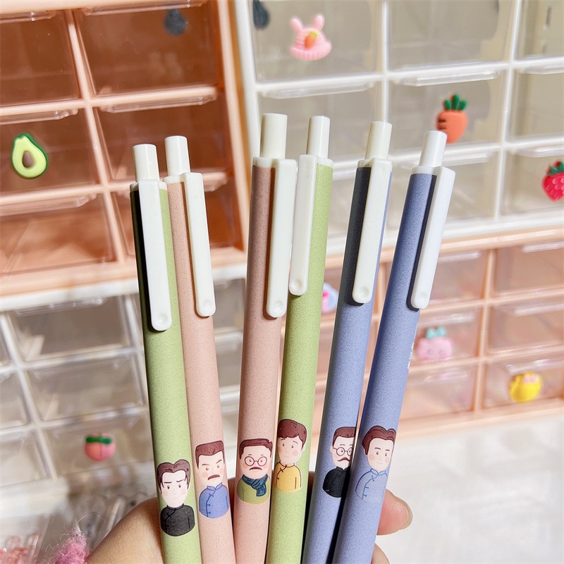 Set 6 bút mực đen ngòi 0.5mm dễ sử dụng nhanh khô phong cách Trung Hoa dành cho học sinh