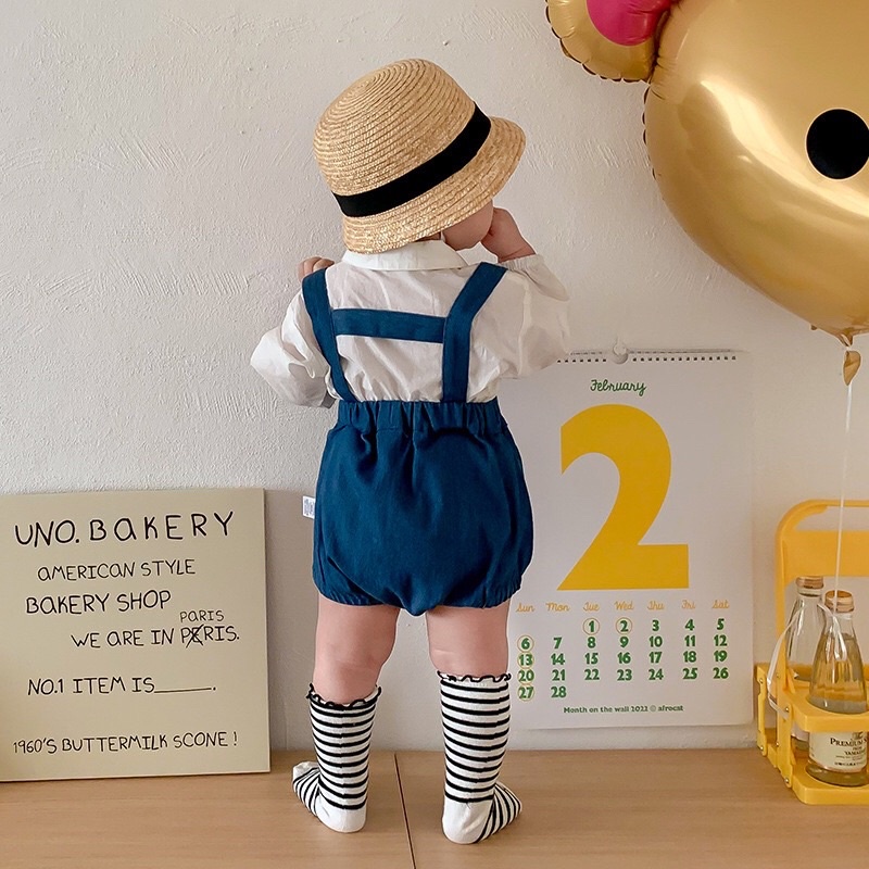 Jean 2CT Set yếm JEAN kèm áo cho bé mã 70090