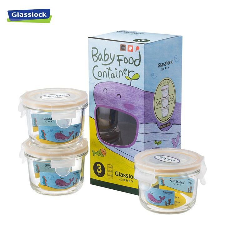 Bộ 3 hộp thủy tinh GLASSLOCK  đựng thức ăn 165ml GL545
