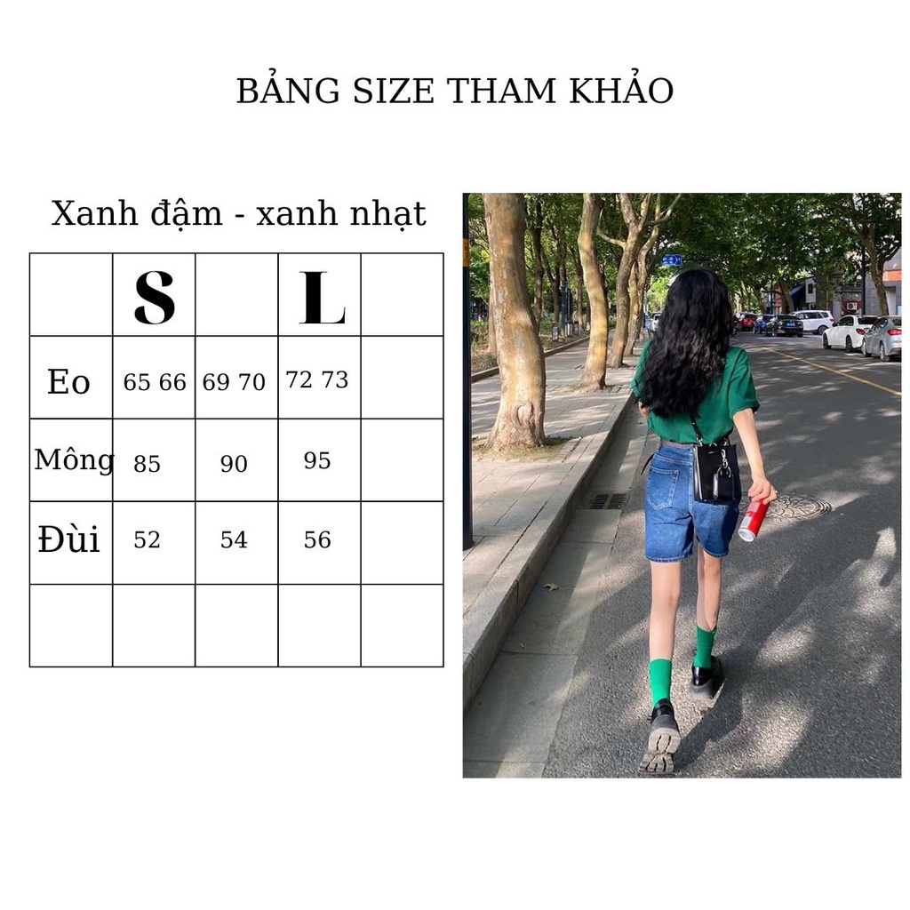 Quần Short Jean Ngố Ống Rộng Lưng Cao màu Đen Phong cách Ulzzang BC340