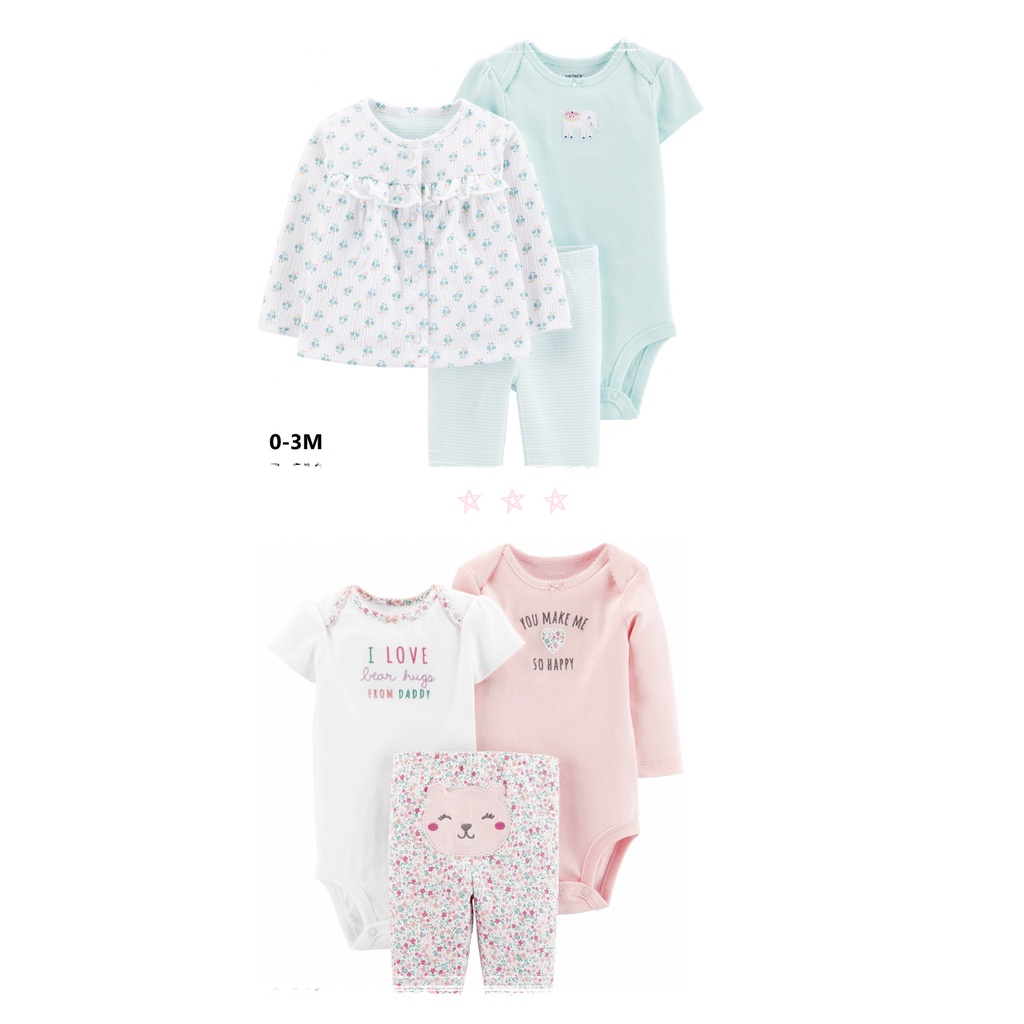 SET CARTER'S 3 CHI TIẾT CHO BÉ GÁI