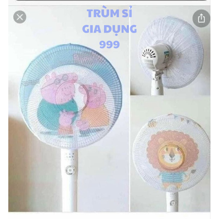 lưới bọc quạt 3d họa tiết có dây rút ở sau, Lưới bọc quạt chống kẹp tay an toàn cho bé có dây rút vô cùng tiện lợi