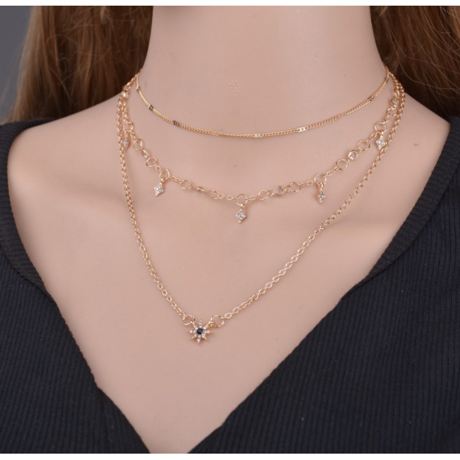 Dây chuyền phụ kiện trang sức nữ vòng cổ 3 tầng hot trend - choker charm ngôi sao 6 cánh Hades.js