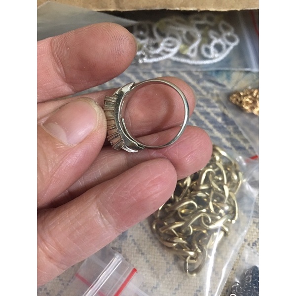 Nhẫn kiểu phối đá trắng free size si tuyển Nhật