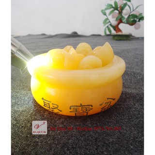 Bát tụ bảo đá ngọc hoàng long vàng tự nhiên đường kính 10,2cm