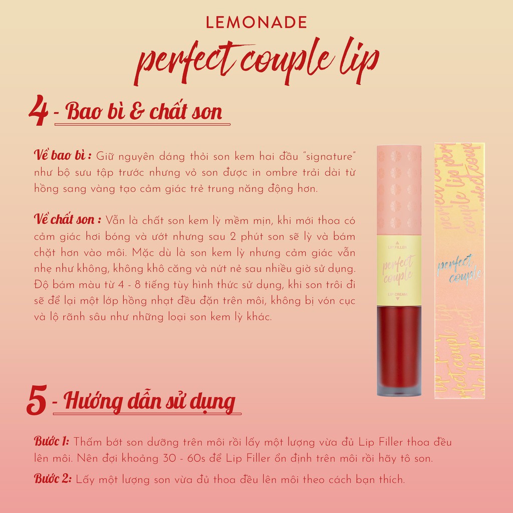 Son kem lì 2 đầu phiên bản mới Lemonade Perfect Couple Lip Ver.2 7.5g | WebRaoVat - webraovat.net.vn