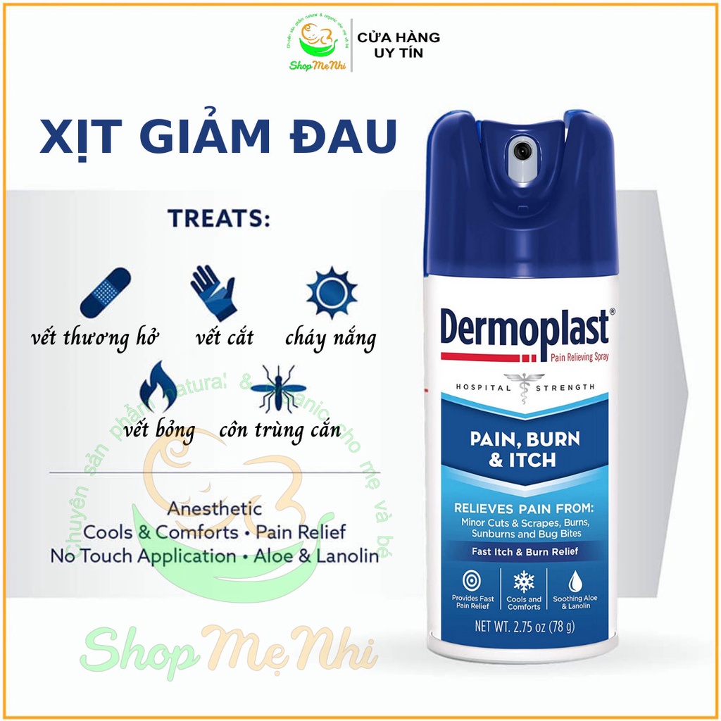 Bình xịt giảm đau Dermoplast nhanh lành vết thương - dùng cho vết mổ, vết rạch tầng sinh môn.