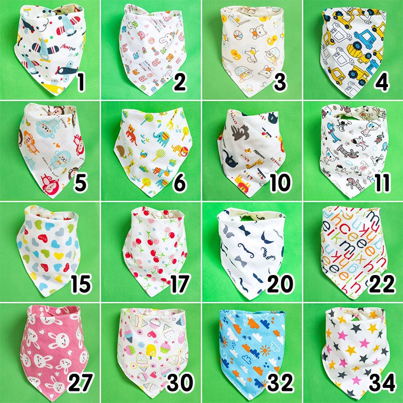 Yếm Ăn Tam Giác Hai Lớp Cài Nút Thời Trang Xuân Hè Cho Bé Sơ Sinh 0689