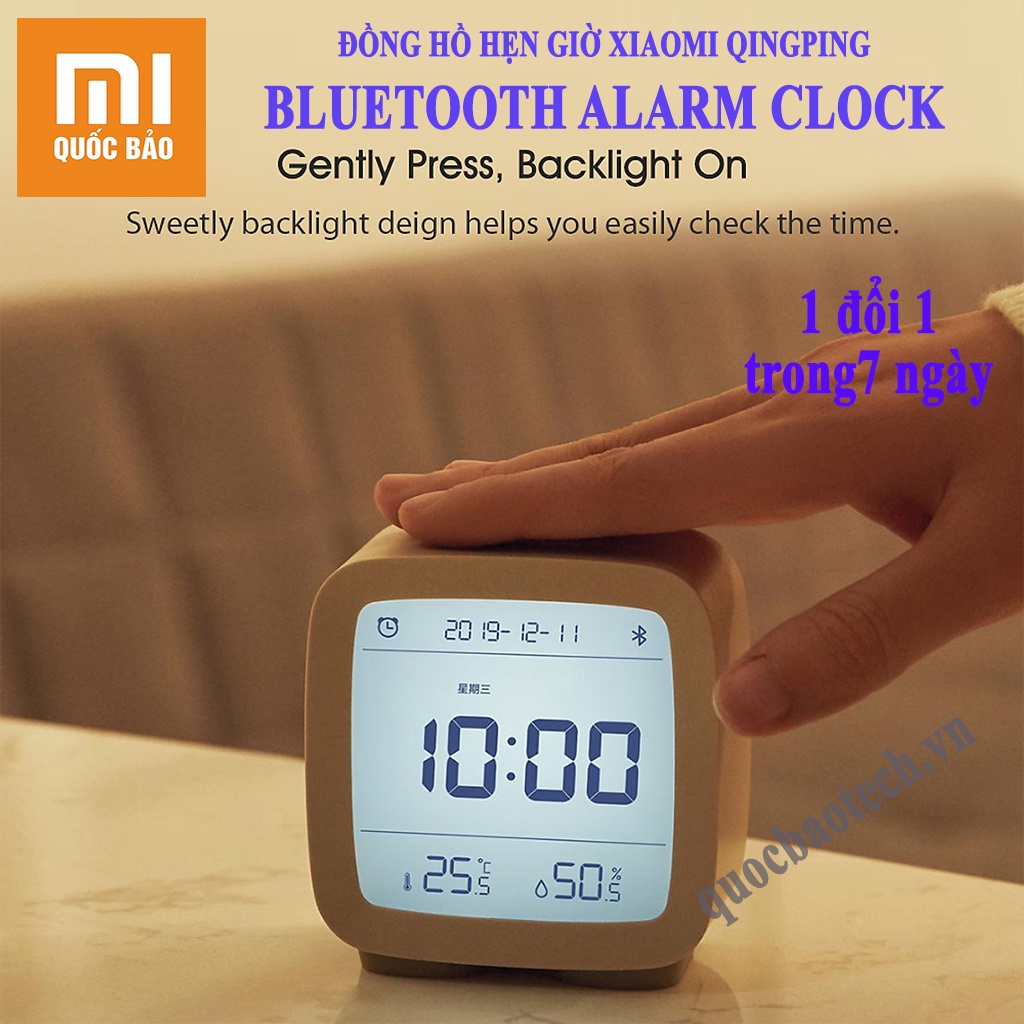 Đồng hồ báo thức Bluetooth Xiaomi Youpin Qingping, Nhỏ gọn, Chức năng hiển thị nhiệt độ, độ ẩm, ngày tháng