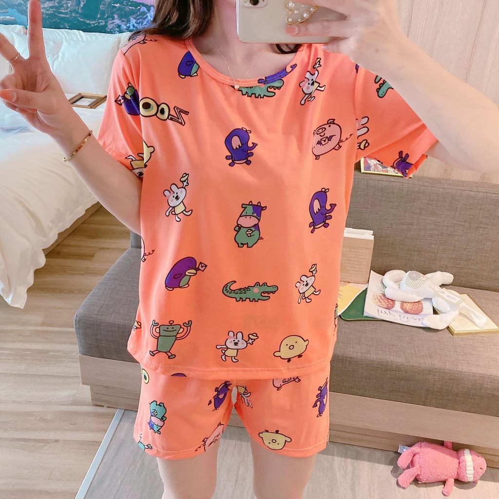 Set đồ ngủ ulzzang thun đùi ZOO DN018 (ảnh thật ở cuối)