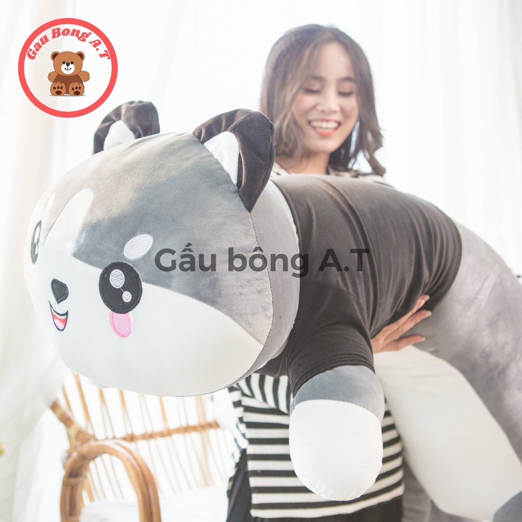 Gấu Bông Mèo Husky siêu to khủng lồ, thú nhồi bông mặt ngáo, gối ôm mèo ngáo size 40m-1m5