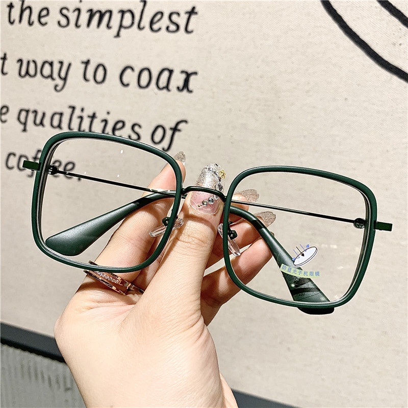 (AIMURUSI) 【Bán Sỉ】kính Râm Vuông Chống Ánh Sáng Xanh Chống Bức Xạ Đơn Giản Bằng Kim Loại Có Thể Ghép Nối Với Cận Thị Cho Nữ