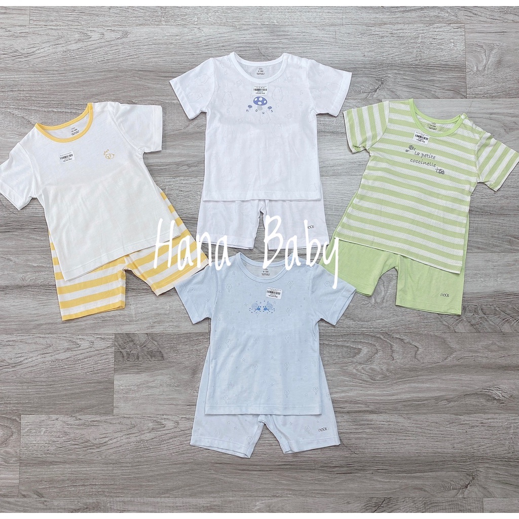 Bộ cộc tay cài vai cho bé Nous từ 9M đến 3Y hãng NUOS