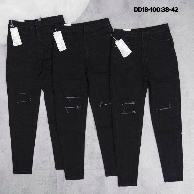 Quần dài đen rách jean mềm full size 30_42