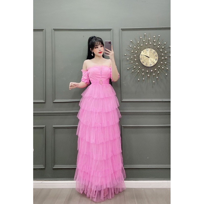 Đầm dự tiệc trễ vai lưới nhũ TRIPBLE T DRESS - size M/L( ảnh chụp thật) MS129Y