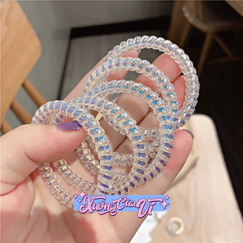 Dây cột tóc lò xo màu xà cừ hologram phong cách ulzzang Hàn Quốc DC003