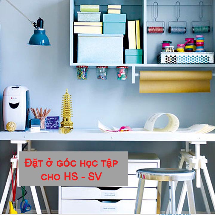 Vật Phẩm Phong Thủy-Tháp Văn Xương May mắn 13 tầng Cao 25cm Vàng rêu