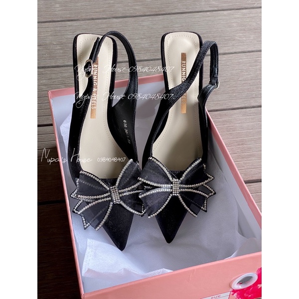 Giày cao gót nơ viền đá