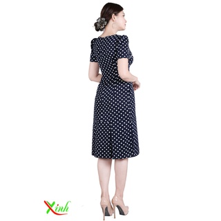 Đầm suông chấm bi xanh đen ThoiTrangXinh DL704
