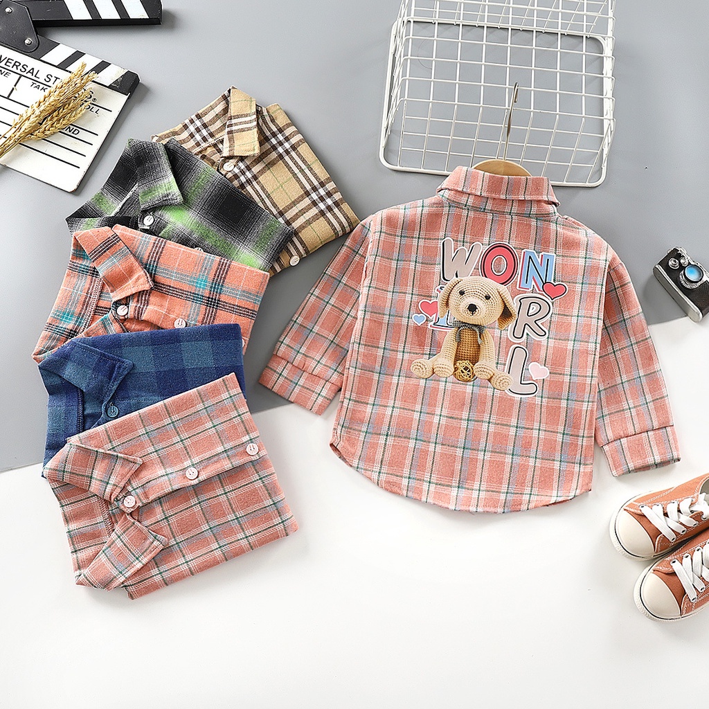 ST36 Size 90-130 (6-25Kg) Áo sơ mi bé trai (áo dài tay cotton 100% thấm hút mồ hôi tốt  Thời trang trẻ Em