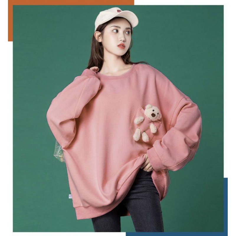 Áo sweater trơn unisex nam nữ có túi gấu thời trang thu đông(có video) | BigBuy360 - bigbuy360.vn