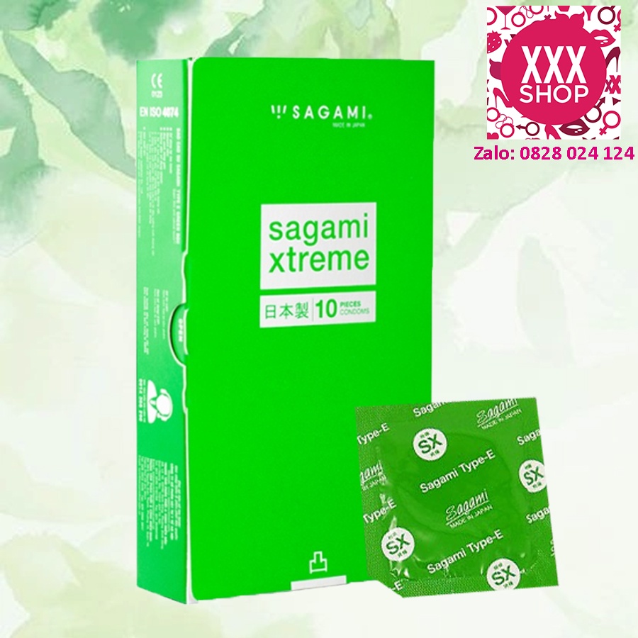 Bao cao su SAGAMI Xtreme Green gân gai - Hộp 10 cái