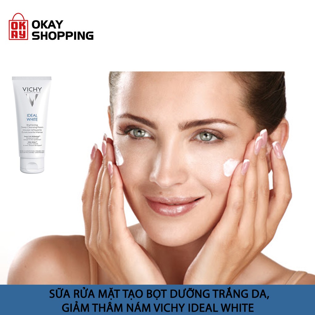 Sữa rửa mặt tạo bọt dưỡng trắng da, giảm thâm nám Vichy ideal white brightening deep cleansing foam 100ml | BigBuy360 - bigbuy360.vn
