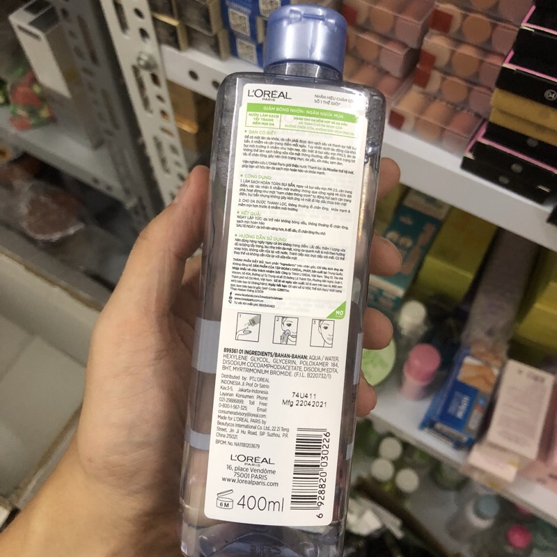 Nước Tẩy Trang ✅FREESHIP✅ Tẩy Trang Loreal - L'Oreal Paris 3-in-1 Micellar Water không cồn 400ml