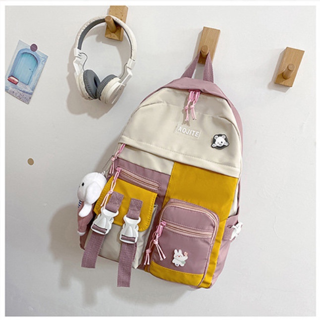 Balo ulzzang đi học chống thấm phối màu cao cấp BAG U AJO25