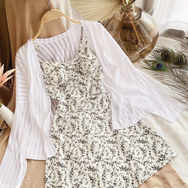 SET ĐẦM HOA NHÍ 2 DÂY ĐI BIỂN,ÁO KHOÁC LEN MỎNG 👉HÀNG CHUẨN ĐẸP LOẠI 1👈ĐẦM ĐI BIỂN MÙA HÈ,DẠO PHỐ SIÊU XINH | BigBuy360 - bigbuy360.vn