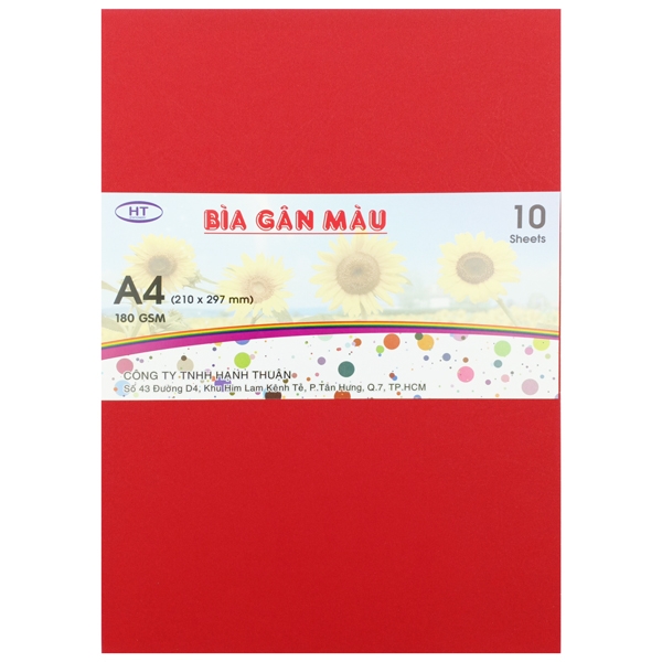 Bìa Gân A4 HT 180gsm - Màu Đỏ