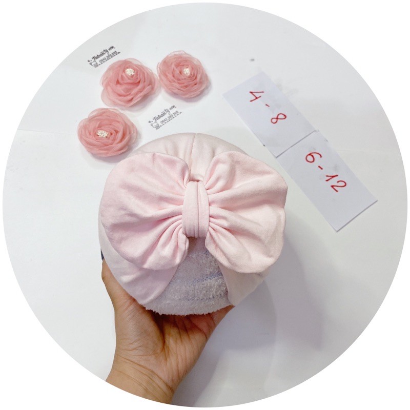 nón turban hồng baby( 4-8kg/ 6-12kg)