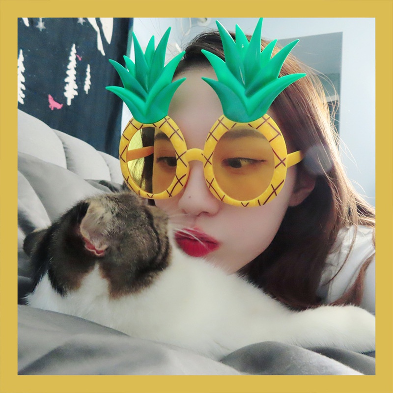 Mắt Kính Hình Quả Dứa Phong Cách Hawaii Hàn Quốc Vui Nhộn