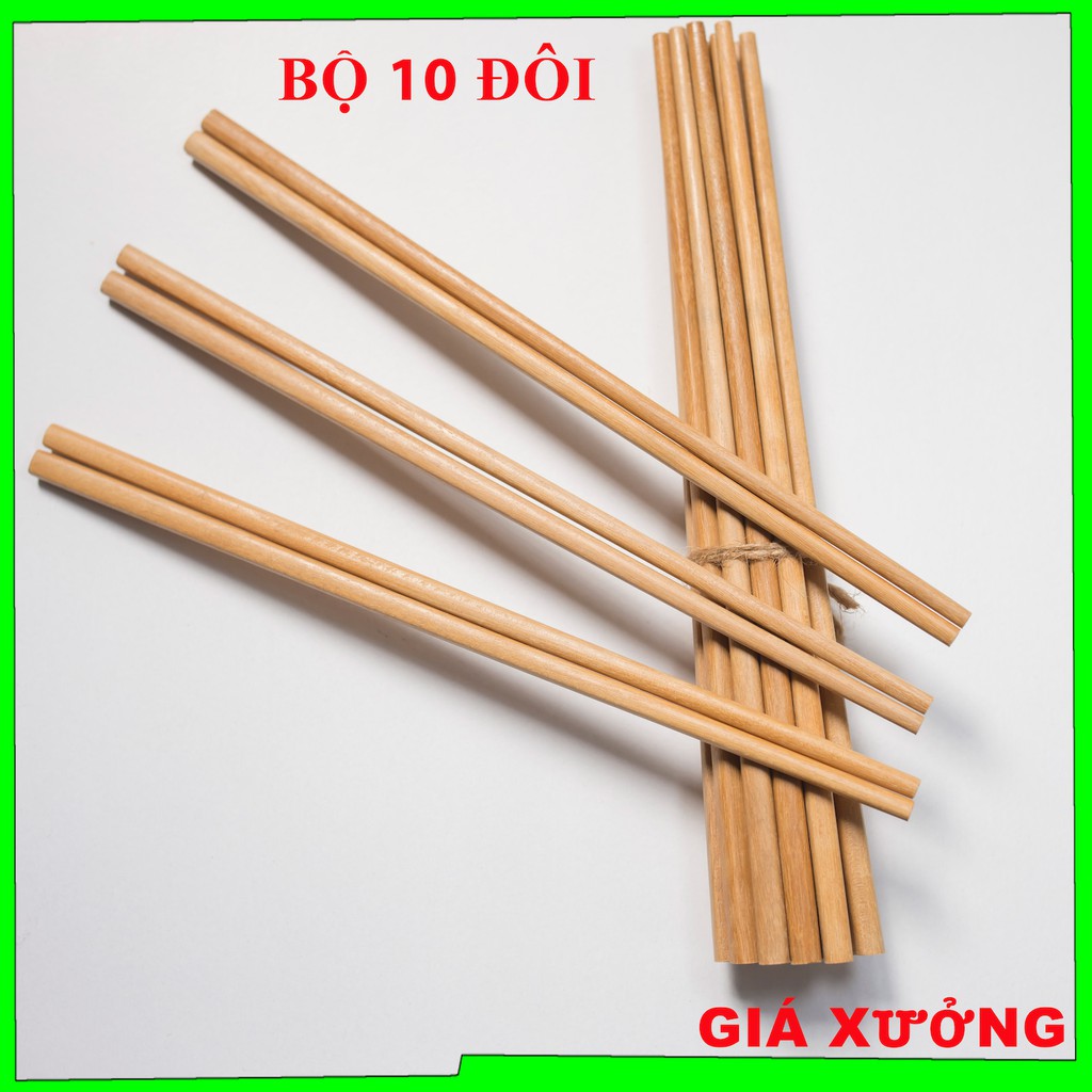 Bộ 10 đôi đũa gỗ Căm Liên đẹp tự nhiên dùng trong bữa cơm gia đình