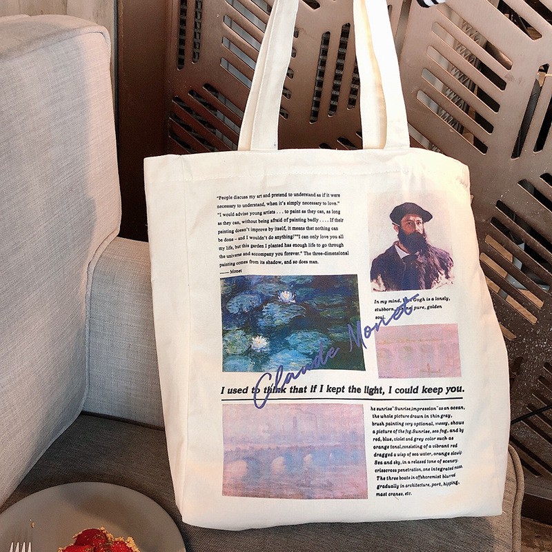 Túi vải Retro Túi Tote Canvas Đeo vai Ulzzang Phong cách Hàn Quốc Vintage