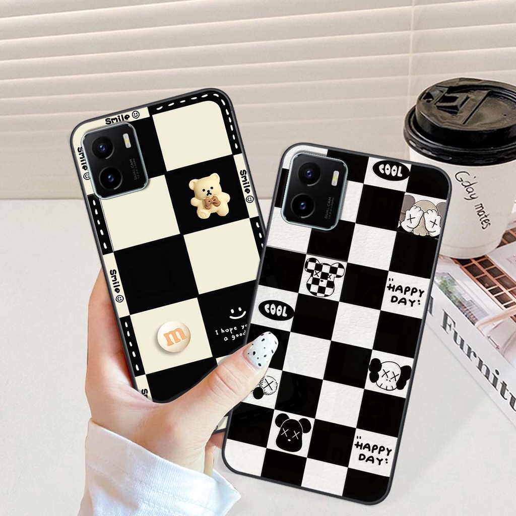 Ốp Vivo Y15s gấu Bear rick caro vuông thời trang siêu đẹp