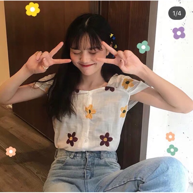 Áo trắng hoa thêu